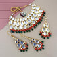 Tehzeeb Creations Back Meenakari Gold-Polished Multicolor Color Tika Earring Jewellery Set Uncut Big Faux Kundan Dibbi Kundan Choker Necklace Set | Swadesiicart