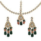 Tehzeeb Creations Gold-Polished Multicolor Kundan Stone/Uncut Kundan/Dibbi Kundan/Meena Kundan/Lucknow Kundan Bridal Set for Girls & Women - Swadesiicart