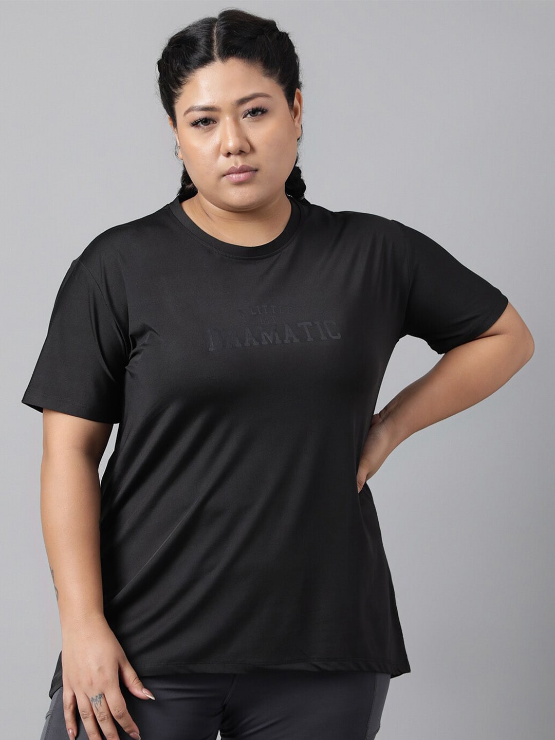 MKH Plus Size Relaxed Fit Typography Printed Dri-Fit Sports T-shirt - Swadesiicart