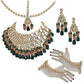 Tehzeeb Creations Gold-Polished Multicolor Kundan Stone/Uncut Kundan/Dibbi Kundan/Meena Kundan/Lucknow Kundan Bridal Set for Girls & Women - Swadesiicart