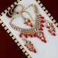 Tehzeeb Creations Gold-Polished White Red Color Tika Earring Necklace Combo Kundan Jewellery Set - Swadesiicart