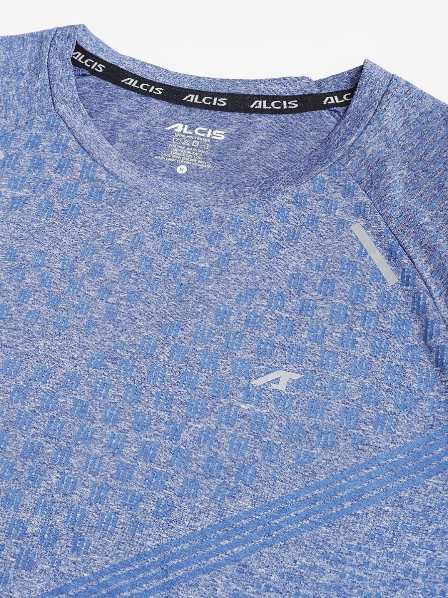 Alcis Men Heather Anti-Static Slim-Fit Round Neck Swadesiicartnce Running T-Shirt | Swadesiicart