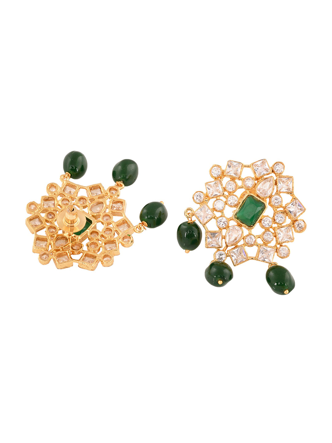 Saraf RS Jewellery Gold-Polished White & Green American Diamond Studded Choker Jewellery Set | Swadesiicart
