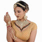 Tehzeeb Creations Traditional Gold-Polished Designer Multi Color Dulhan Choker Kundan Bridal Set | Swadesiicart