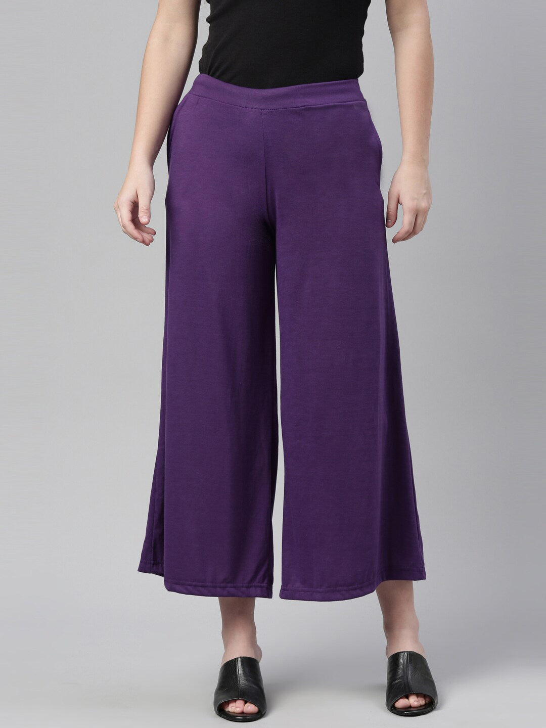 Souchii Women Purple Knitted Palazzos - SOUCHII