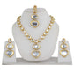 Tehzeeb Creations Back Meenakari Gold-Polished White Color Tika Earring Jewellery Set Uncut Kundan Big Faux Kundan Dibbi Kundan Choker Necklace Set | Swadesiicart