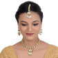 Tehzeeb Creations Back Meenakari Gold-Polished White Color Tika Earring Jewellery Set Uncut Kundan Big Faux Kundan Dibbi Kundan Choker Necklace Set | Swadesiicart