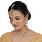 Tehzeeb Creations Back Meenakari Gold-Polished White Color Tika Earring Jewellery Set Uncut Kundan Big Faux Kundan Dibbi Kundan Choker Necklace Set | Swadesiicart