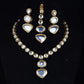 Tehzeeb Creations Back Meenakari Gold-Polished White Color Tika Earring Jewellery Set Uncut Kundan Big Faux Kundan Dibbi Kundan Choker Necklace Set | Swadesiicart