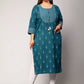 Swasti Women Blue & atlantic deep Ethnic Motifs Printed Chikankari Floral Kurta | Swadesiicart