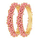 Mominos Fashion Joharkamal Gold-Polished Baby Pink Beads Work Bangles - Swadesiicart