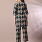 Myshka Women's Multi Printed Cotton Round Neck Party Tunic With Trousers Co-ord set - Swadesiicart