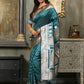 Astita Banarasi Silk Sea Green Saree | Swadesiicart