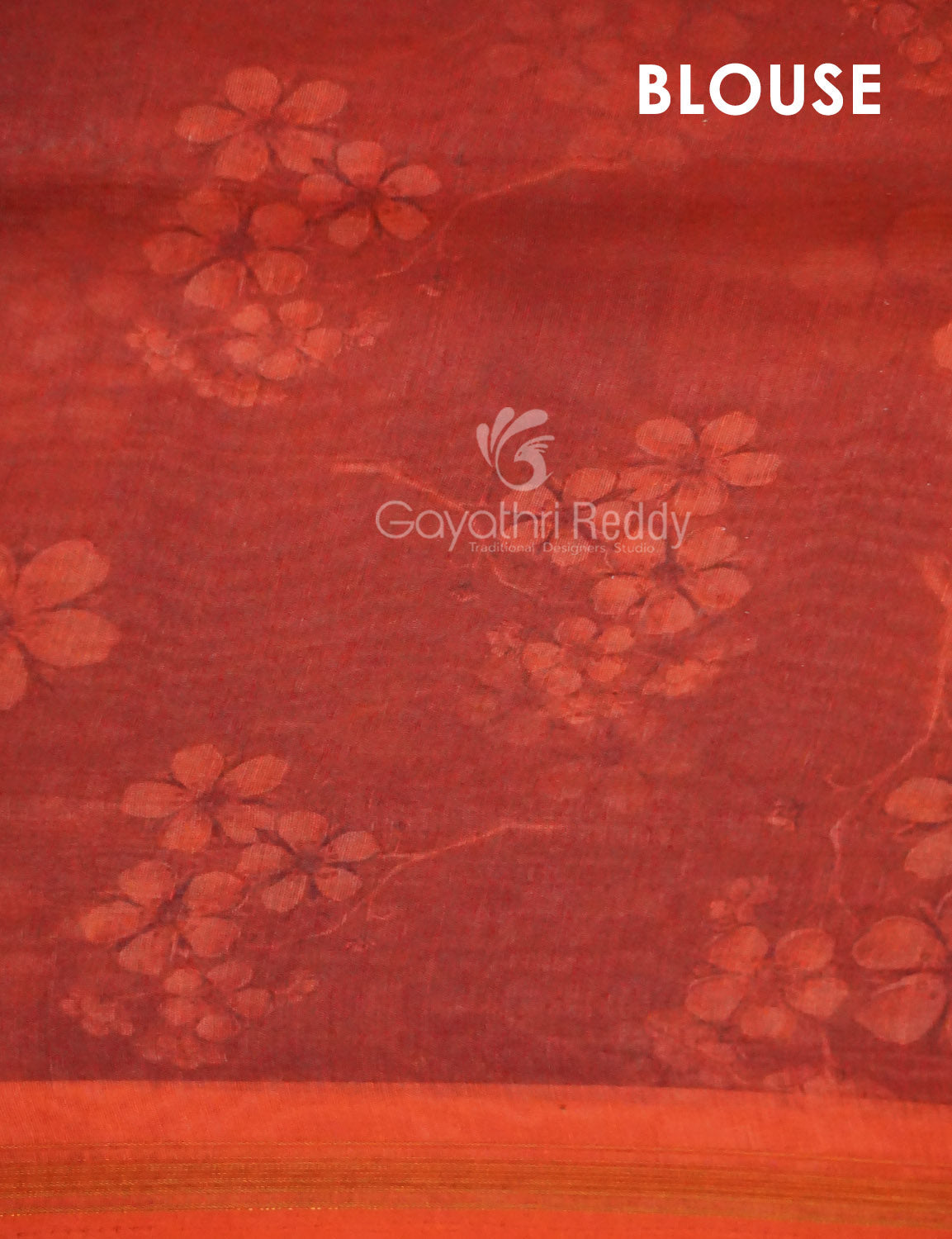 Shades of Light Orange Floral Print Semi Chanderi Saree By Gayathri Reddy Designer Studio | Swadesiicart