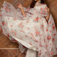 Pomcha Jaipur Red And White Floral Organza Anarkali Set | Swadesiicart
