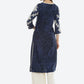 Biba Women Navy Blue & White Ethnic Motifs Printed Kurta - Swadesiicart