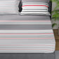 Nautica Bradford Grey & White Striped Cotton 160 TC King Bedsheet With 2 Pillow Covers - Swadesiicart
