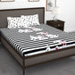 Story@home White & Black Cartoon Characters King Bedsheet with 2 Pillow Covers - Swadesiicart