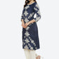 Biba Women Navy Blue & White Ethnic Motifs Printed Kurta - Swadesiicart