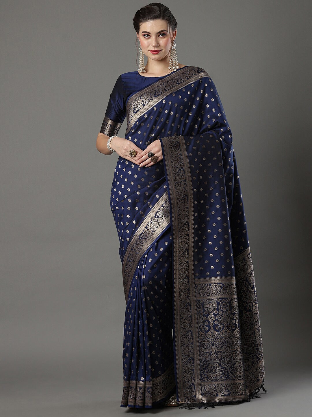 Mitera Woven Design Zari Silk Blend Banarasi Saree | Swadesiicart