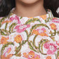 Little Bansi Floral Print Ready To Wear Saree And Floral Blouse - White | Swadesiicart