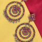 Mominos Fashion Johar Kamal Women's Pink & Orange Kundan Circles Earrings - Swadesiicart