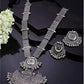 Tehzeeb Creations Women's Bahubali Oxidised Necklace Set With White Pearl - Swadesiicart