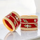Tehzeeb Creations Bridal Bangle set Wedding punjabi chuda Designer chura Kundan Stone with Pearl Maroon Color choora - Swadesiicart