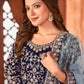 Myra Navy Blue Velvet Embroidered Anarkali Suit | Swadesiicart