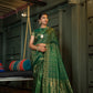 Vardha Myrtle Green Golden Zari Banarasi Satin Silk Saree | Swadesiicart