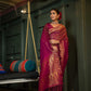 Vardha Wine Purple Golden Zari Banarasi Satin Silk Saree | Swadesiicart