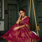 Vardha Wine Purple Golden Zari Banarasi Satin Silk Saree | Swadesiicart
