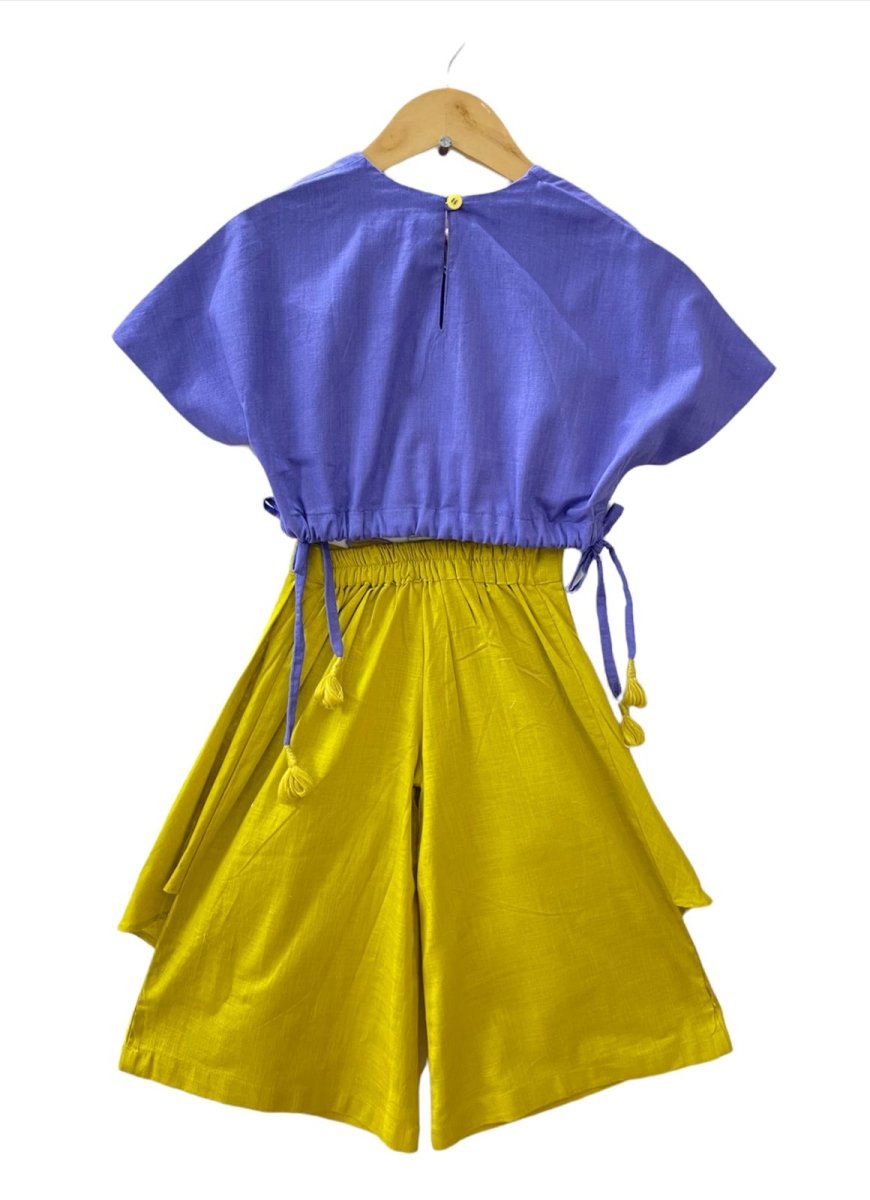 ArthLife Mustard Purple Butterfly Embroidered Co-Ord Set - Swadesiicart