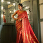 Vardha Maroon Red Golden Zari Banarasi Satin Silk Saree | Swadesiicart