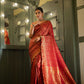 Vardha Maroon Red Golden Zari Banarasi Satin Silk Saree | Swadesiicart