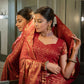 Vardha Maroon Red Golden Zari Banarasi Satin Silk Saree | Swadesiicart