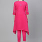 ADA Women Pink & Blue Chikankari Embroidered Cotton Handloom Kurta with Trousers | Swadesiicart