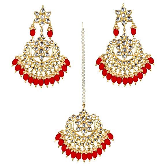 Tehzeeb Creations Ethnic Gold Plating Padmavat Jewelry Kundan Necklace Set for Girls & Women - Swadesiicart