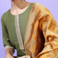 Vishudh Women Green Panelled Kurta with Trousers & With Dupatta - Swadesiicart