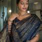 Vardha Midnight Blue Golden Zari Banarasi Satin Silk Saree | Swadesiicart