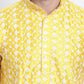 Sojanya Men Yellow & White Ethnic Motifs Embroidered Straight Kurta | Swadesiicart