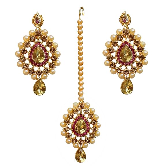 Tehzeeb CreationsStunning Stone Gold-Polished Necklace Set for Girls & Women - Swadesiicart