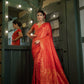 Vardha Light Red Golden Zari Banarasi Satin Silk Saree | Swadesiicart