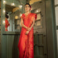 Vardha Light Red Golden Zari Banarasi Satin Silk Saree | Swadesiicart