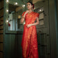 Vardha Light Red Golden Zari Banarasi Satin Silk Saree | Swadesiicart