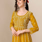 HERE&NOW Ethnic Motifs Embroidered Chikankari Georgette Anarkali Kurta | Swadesiicart