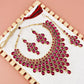 Tehzeeb Creations Designer Gold-Polished Elegant Stone Necklace Set For Women & Girls - Swadesiicart