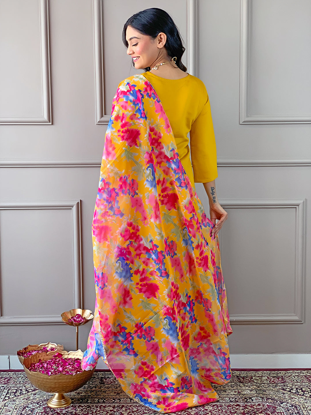 The52 Women's Rayon Fabric Straight Kurta, Pant and Dupatta Set - Swadesiicart