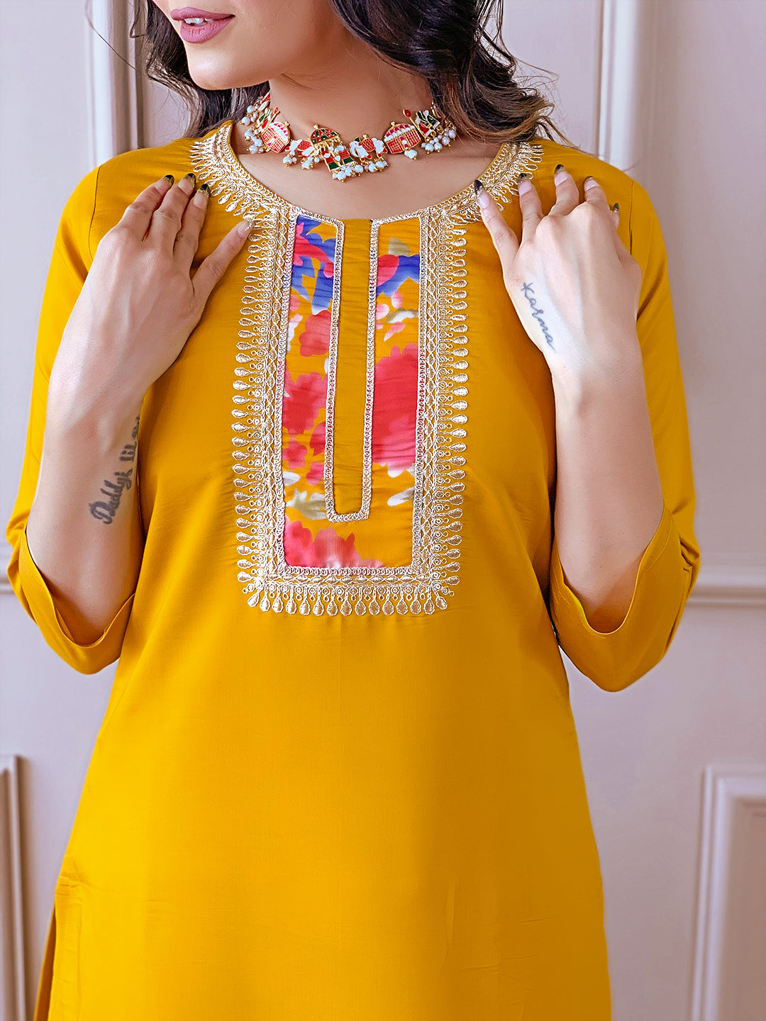 The52 Women's Rayon Fabric Straight Kurta, Pant and Dupatta Set - Swadesiicart