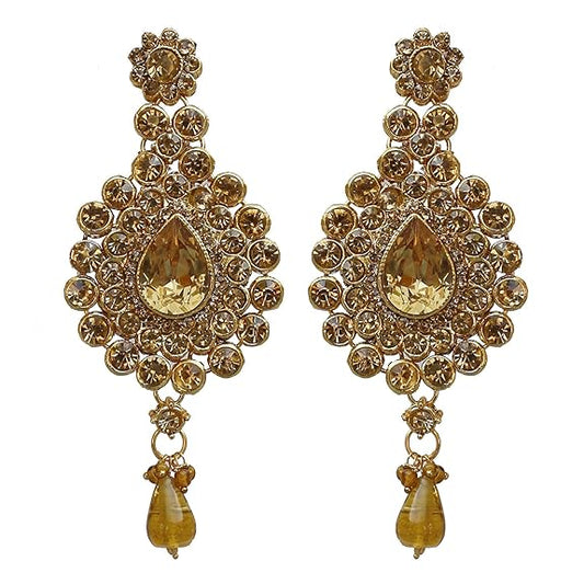 Tehzeeb Creations Bridal Dulhan Designer Gold-Polished Gold Color Pearl Stone Set 9 pcs. for Women & Girls - Swadesiicart